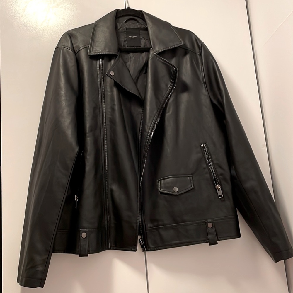 Mens New Look Leather Biker Jacket